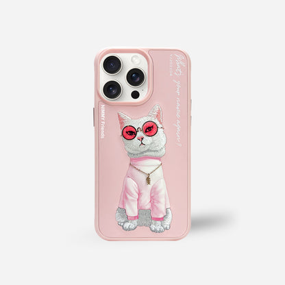 Nimmy Cool Cat Shockproof Embroidery Phone Case - iPhone 15 Pro